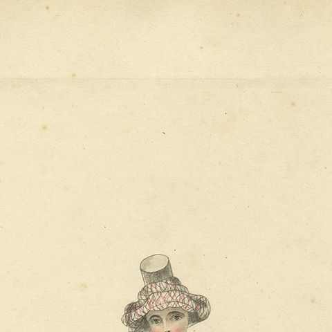 Antique Costume Print of a Frisian Woman from Hindelopen, the Netherlands, 1817, close-up 1