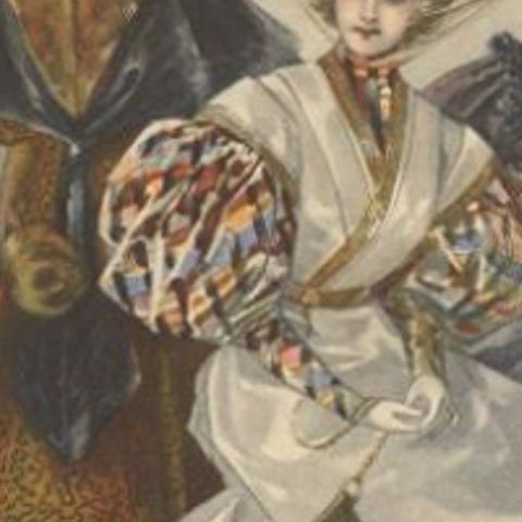 Antique Fashion Print of Women, Published in Germany in, 1895, close-up 2