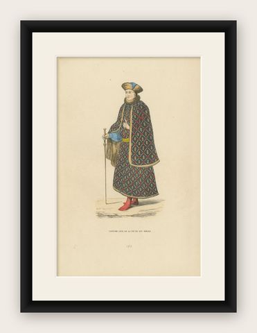 Civilian Costume at the End of the 15th Century, 1847, shown framed