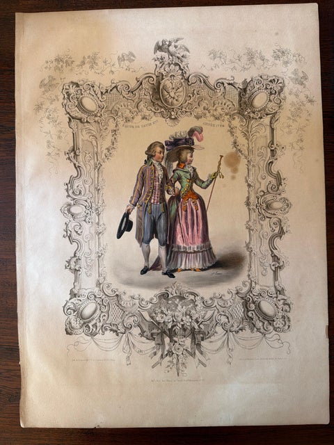 Louis XVI French Rococo Court Costume Lithograph, 1778, Published 1847, view 4
