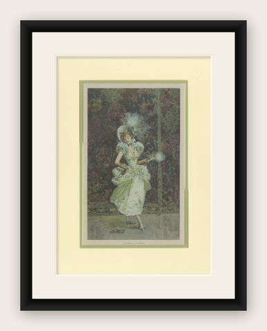 Antique Print of a Young Lady in Dress 'c.1900', shown framed