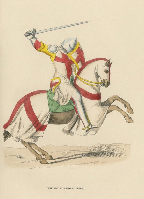 Templar Knight in Battle Attire, Costume Di Moyen Age, 1847, close-up 4