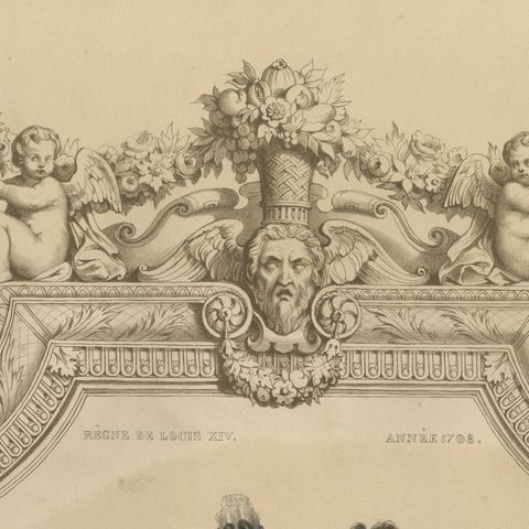 Louis XIV French Court Costume, Royal Couple, 1847, close-up 1