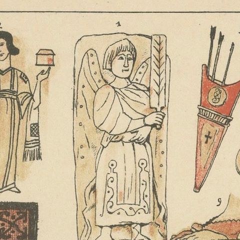 Antique Coptic Costume and Textile Plate, Hand-Colored Print c.1880, close-up 4