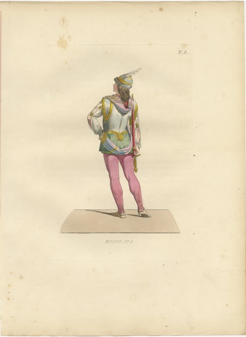 Royal and Noble Costume Prints: d'Anjou, Military Attire, Young Squire, 1845, view 3