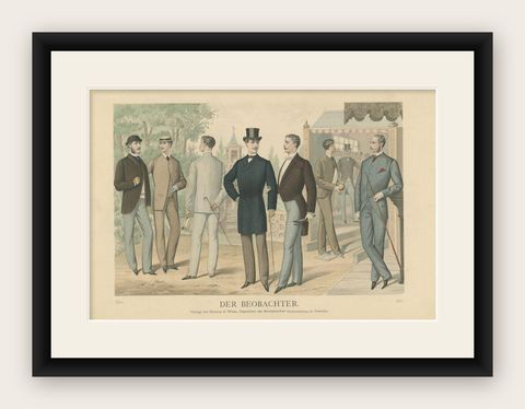 Antique Print of Fashion in July 1883 by Klemm & Weiss, circa 1900, shown framed