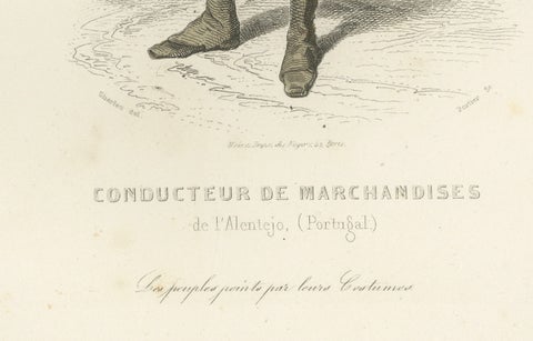 Set of Three Antique Iberian Costume Engravings, Spain & Portugal, circa 1850, close-up 6