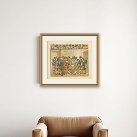 Pl. 171 Antique Print of Italian Costumes by Racinet, 'circa 1880', shown framed on a wall
