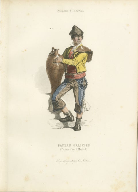 Set of Four Antique Spanish Costume Engravings, Castile & Madrid, circa 1850, view 3