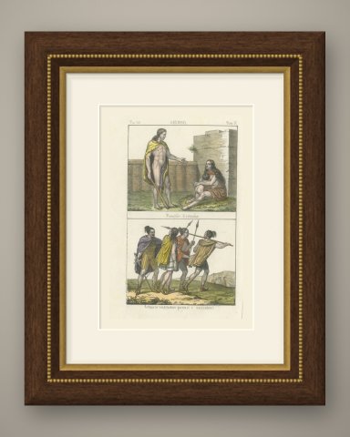 A Germanic Family and Germanic Travelers, Herdsmen and Hunters, 1842, shown framed
