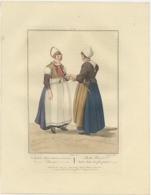Congratulating the Bride, Dutch Costume Print, Maaskamp, 1811, view 2