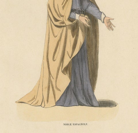 Dignified Poise of a Spanish Noblewoman in an Original Lithograph Published 1847, close-up 1