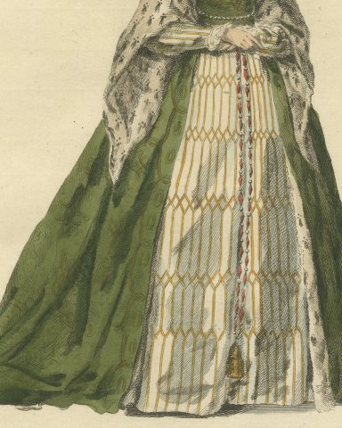 Habit of Jane Seymour, Queen to Henry VIII in 1536, Jefferys Plate, 1757, close-up 2