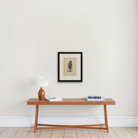 Antique Costume Print of Post-Revolutionary France, c.1880, shown framed on a wall
