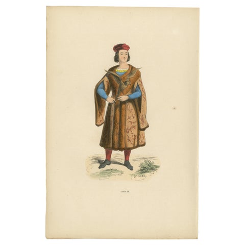Louis IX: A Portrayal of French Royalty in Medieval Attire, Published in 1847
