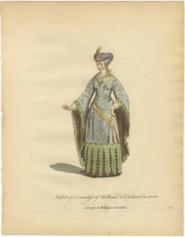 Countess of Holland and Zealand in 1200, Jefferys Costume Plate, 1757, view 2
