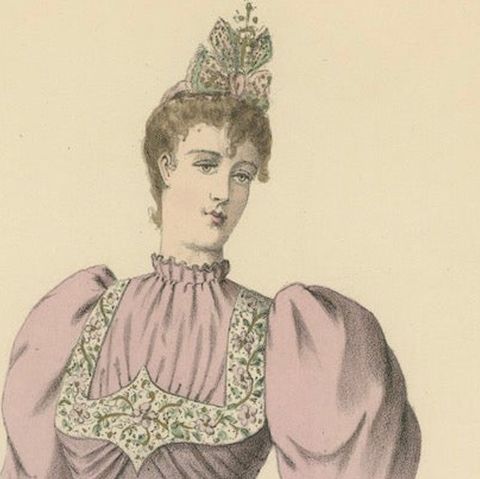 Victorian Splendor: Fashion Lithograph from the 1889 Exposition Universelle, close-up 5