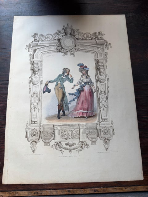 French Louis XVI Promenade Costume Lithograph, 1792, Published 1847, view 9
