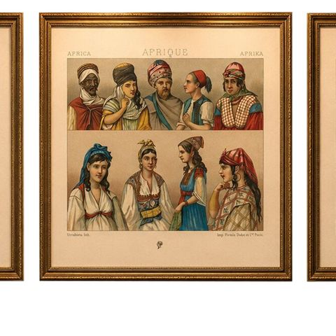North African Architecture & Costume, Racinet Afrique Plates, Set of 3, 1888, close-up 1