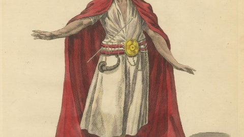 Habit of a Dervish of India, 1700, Hand-Colored Costume Engraving, close-up 4