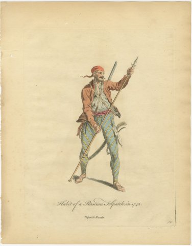 Habit of a Rascian Tolpatch in 1742, Hand Colored Jefferys Costume Plate, 1757, view 2