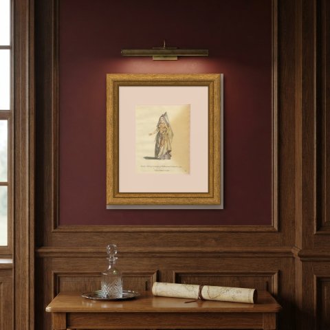 Countess of Holland and Zealand in 1480 with a Veiled Headdress, Jefferys, 1757, shown framed on a wall