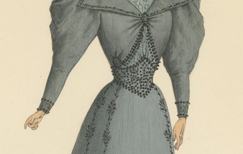 Timeless Elegance: Victorian Fashion Litho by Michau from the Expo Universelle, close-up 2