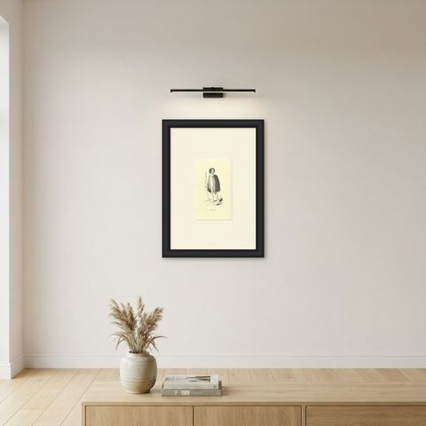 Souraki Warrior, Antique Wahlen Costume Print, 1843-1844, shown framed on a wall