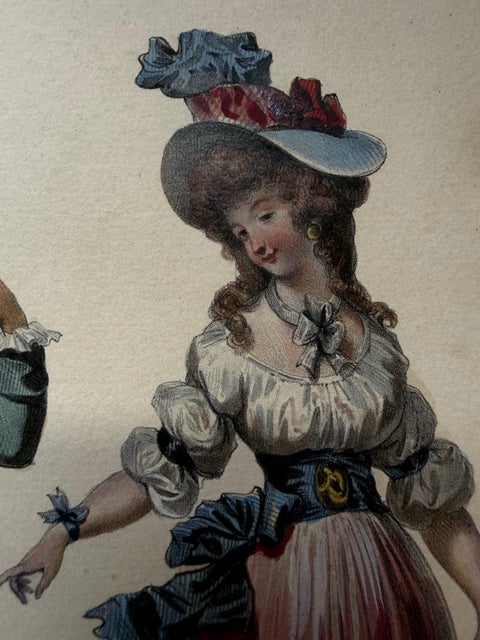 French Louis XVI Promenade Costume Lithograph, 1792, Published 1847, view 4