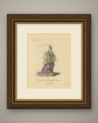 Princess Dowager of Conti in 1700 in an Ermine Lined Robe, Jefferys, 1757, shown framed