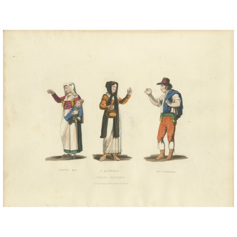 Italian Gestures: Traditional Costumes and Body Language, 1820s Engraving