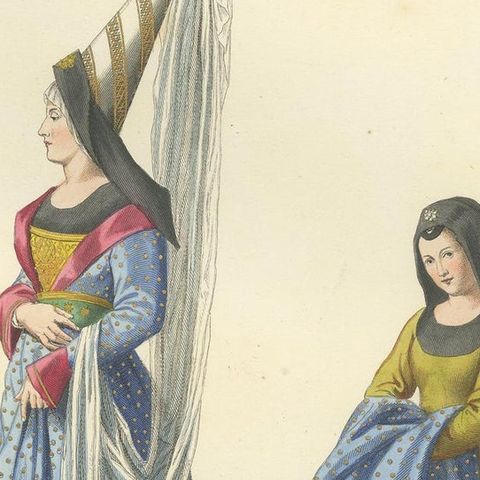 Antique Print of French Noblewomen, by Bonnard, 1860, close-up 2
