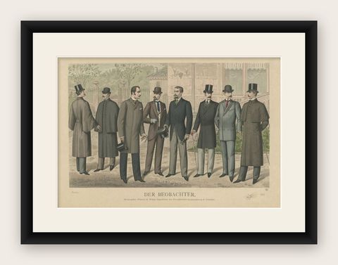Antique Print of Fashion in April 1891 by Klemm & Weiss, circa 1900, shown framed
