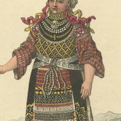 Antique Costume Print of a Woman from Finland, 1811, close-up 2