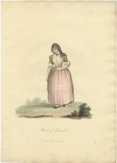 Woman of Broeck, Dutch Regional Dress, Antique Ackermann Print, 1817, view 2