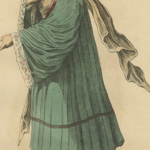 Antique Costume Print of a Young Lady of Tine, Greek Islands Engraving, 1749, close-up 6