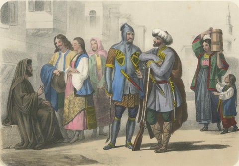 Moldavian and Circassian Costumes, Peoples of the Danubian Provinces, c.1845, close-up 1