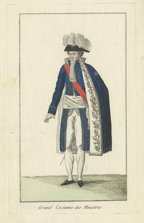 Antique Costume Print of a French minister, circa 1810, view 4