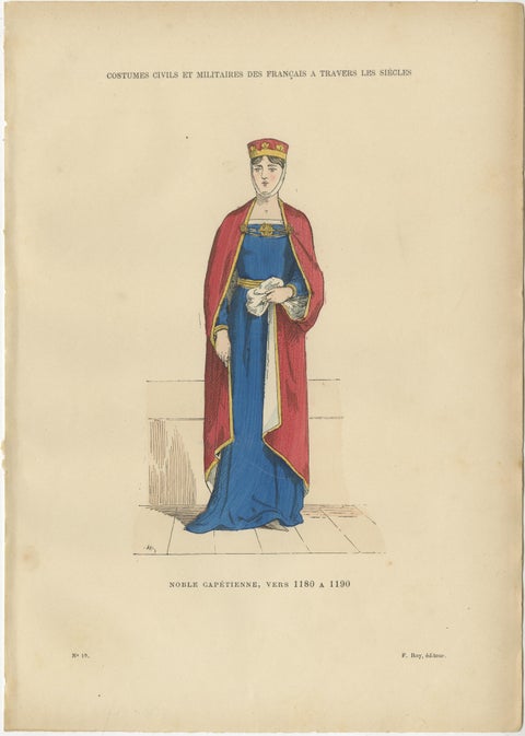 Set of Six Antique French Medieval Costume Prints by F. Roy, circa 1860, view 3