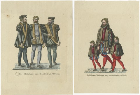 Renaissance Nobility: Württemberg and Mainz Engraved and Handcolored, circa 1850, view 4
