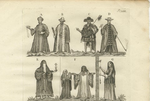 Traditional Egyptian Costumes, 18th-Century Ethnographic Engraving, close-up 1