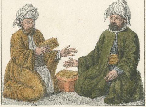 Guard of the Grand Vizier, a Janissary and Omer and Ebu Bekir, 1842, close-up 2