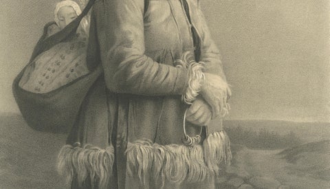 Dalkulla från Mora, Swedish Folk Costume Lithograph by Pehr Wickenberg, 1850, close-up 4