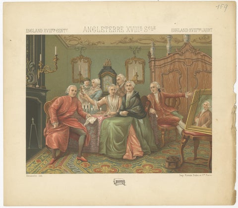 Pl. 159 Antique Print of 18th Century English Costumes by Racinet, 'circa 1880', view 3