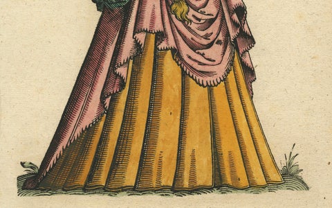 Venetian Woman, Rare Antique Costume Woodcut by Jost Amman, 16th Century, close-up 3