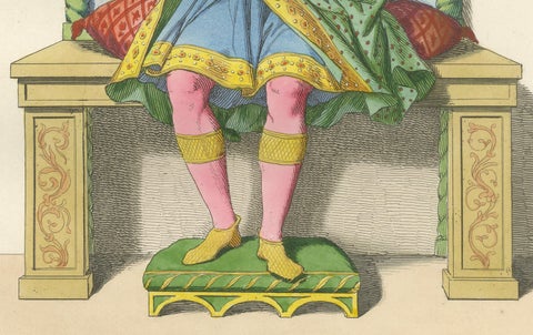 Regal Figures in Ceremonial Dress c.15th Century, Antique Print 1845, close-up 4