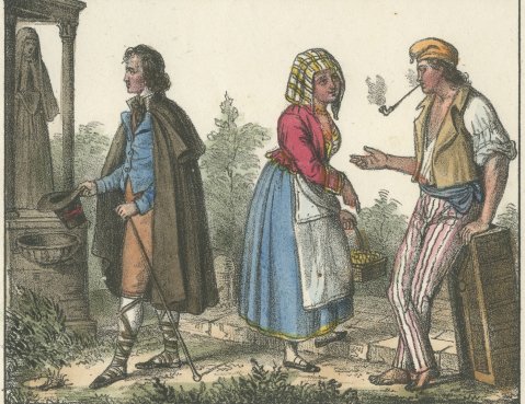 Neapolitan Women, a Fisherman, a Boatman and Country People of Naples, 1842, close-up 2
