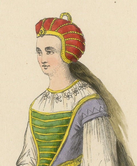 Renaissance Refinement: An English Lady in 'Costume du Moyen Âge, 1847, close-up 3