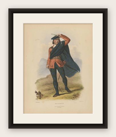Antique Costume Print 'Colquhon' Scotland by L. Dickenson, circa 1847, shown framed