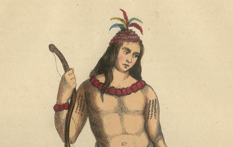 Striking 1844 Lithograph of a Formosan (Taiwanese) Warrior in Traditional Attire, close-up 2